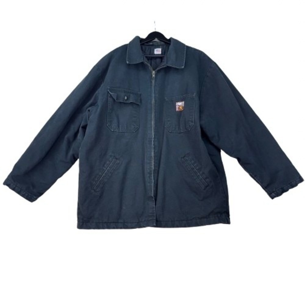Vintage Men's Size XXL Thermal Tuff 2XL Black Canvas Work Jacket Distressed